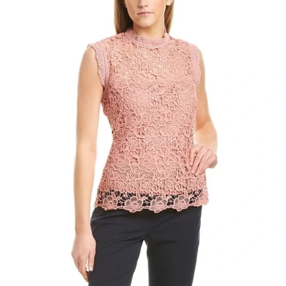 Nanette Lapore Blush Pink Lace Sleeveless Top XL